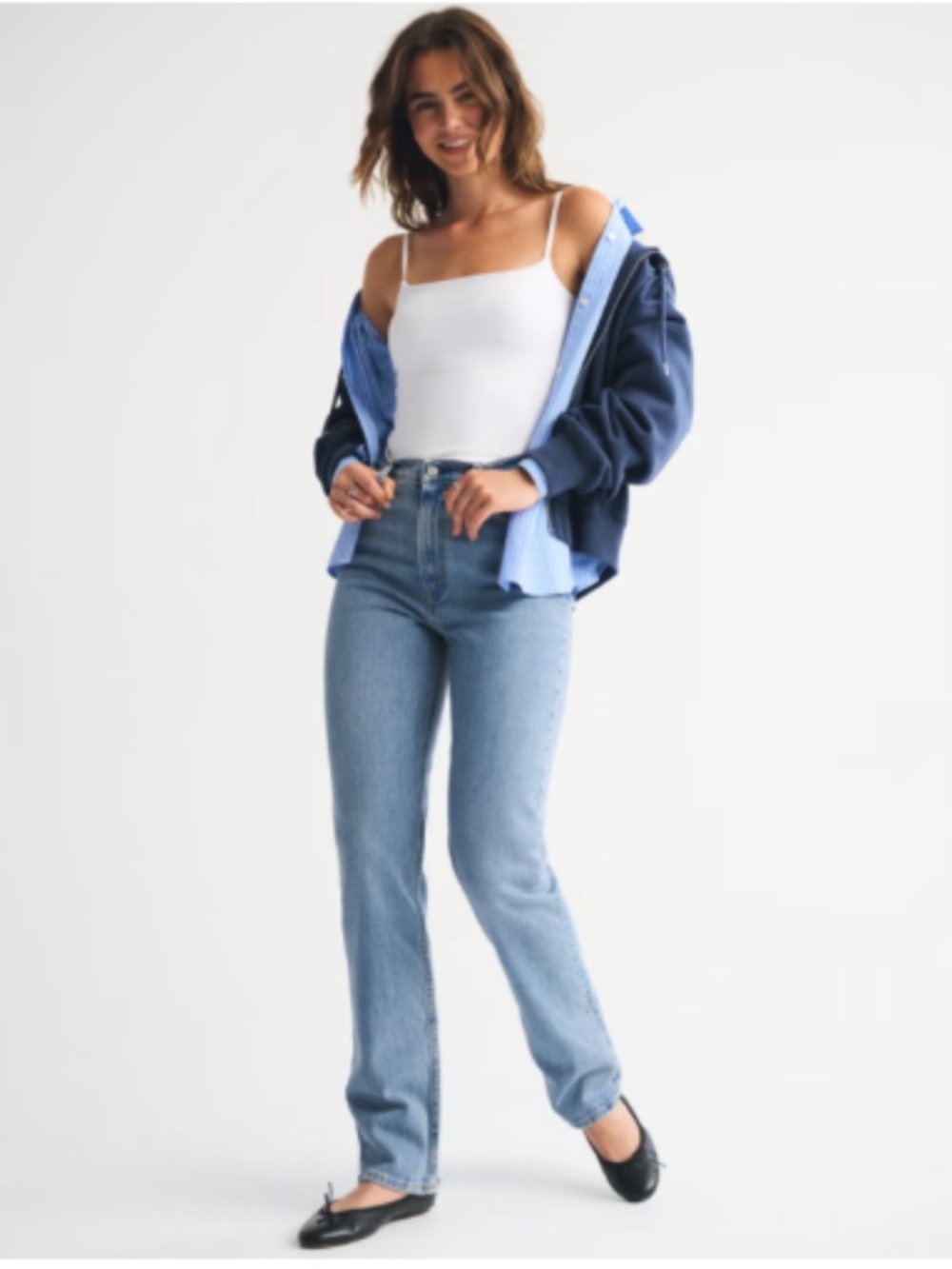 Abercrombie Ultra High Rise 90s Straight Jeans | 33 Long | Medium Wash
